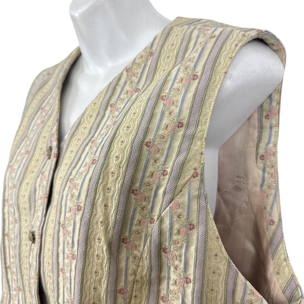 Liz Claiborne Lizsport Vintage Cottagecore Floral Pastel Vest Cotton Blend 16 - Picture 10 of 16